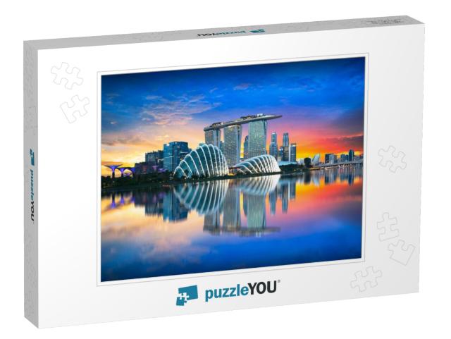 Singapore City Skyline At Dusk... Jigsaw Puzzle