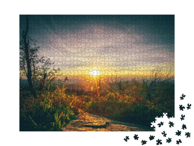 Beautiful Sunset on the Feldberg in Taunus, Germany. in t... Jigsaw Puzzle with 1000 pieces