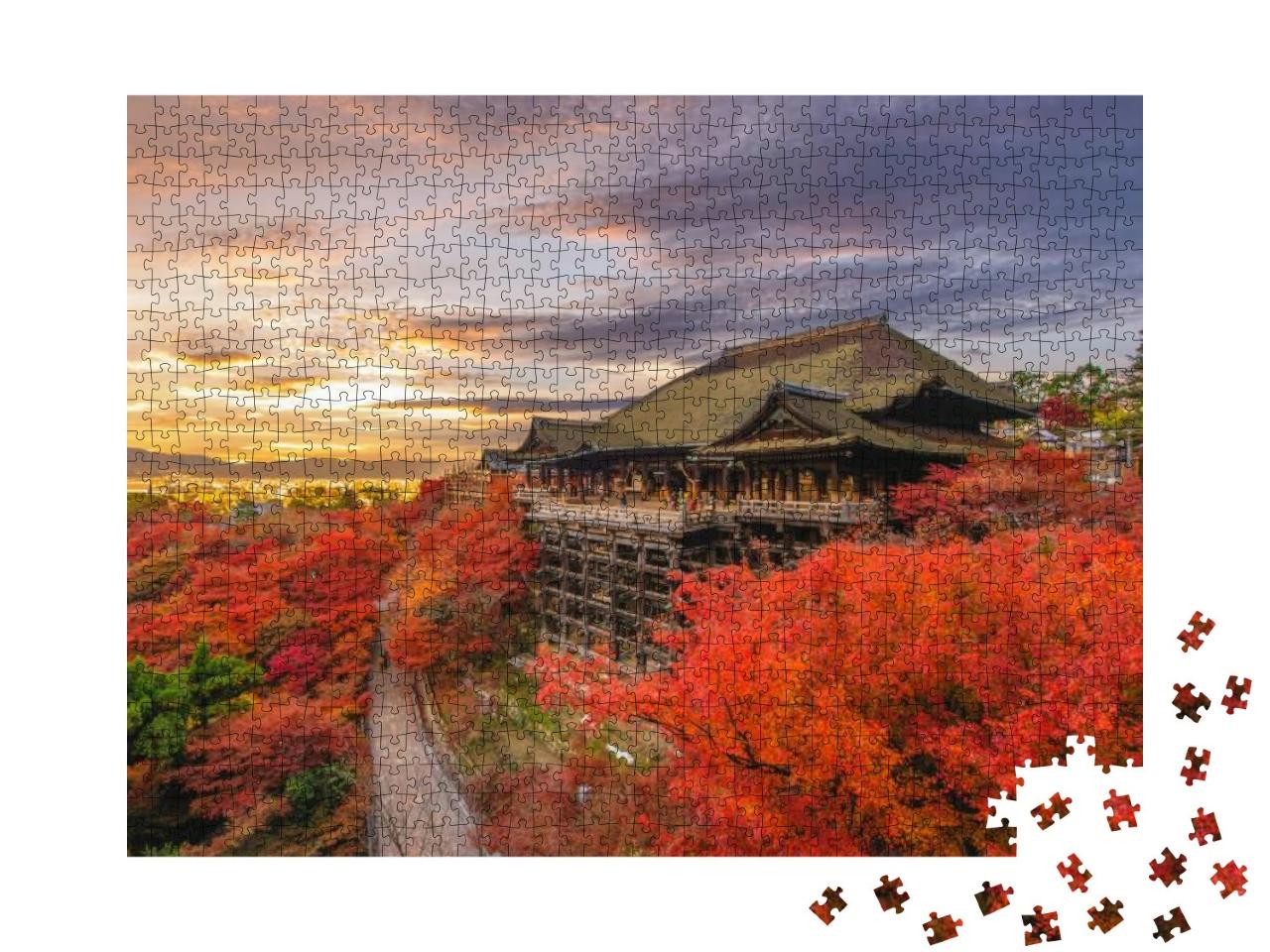 Kiyomizu-Dera Stage At Kyoto, Japan in Autumn... Jigsaw Puzzle with 1000 pieces