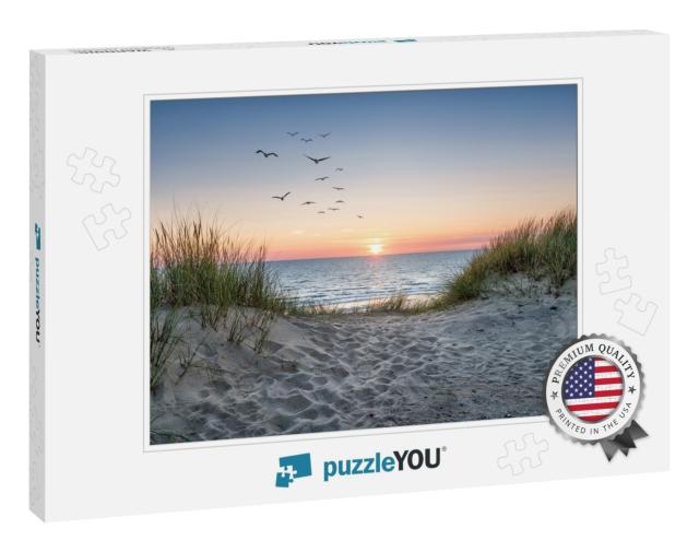 Sand Dunes on the Beach At Sunset... Jigsaw Puzzle
