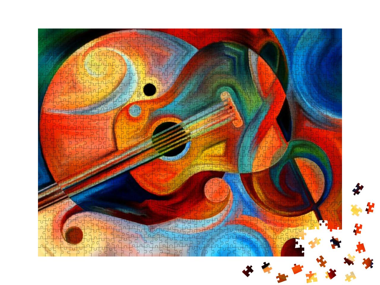 Abstract Painting on the Subject of Music & Rhythm... Jigsaw Puzzle with 1000 pieces