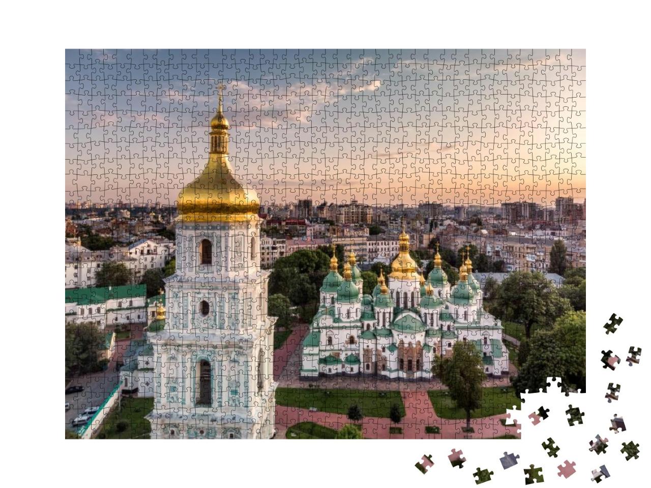 Bell Tower & Saint Sophias Cathedral Shot At Dusk Kiev, U... Jigsaw Puzzle with 1000 pieces