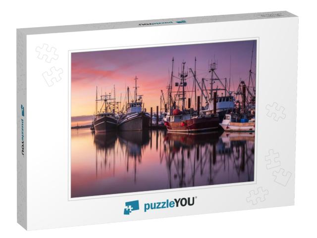 Fishing Boats in Steveston Harbor At Dusk, Richmond, Brit... Jigsaw Puzzle