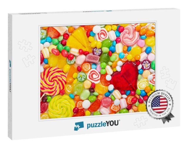 Colorful Lollipops & Different Colored Round Candy... Jigsaw Puzzle