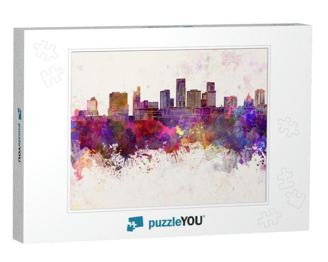 St. Paul Skyline in Watercolor Background... Jigsaw Puzzle