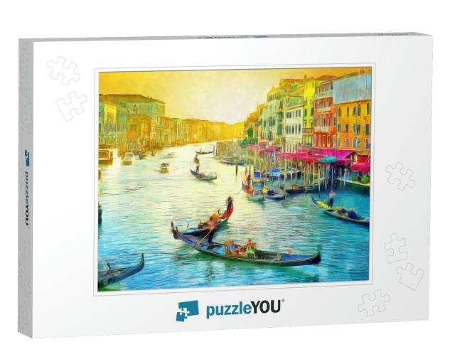Oil Painting of Amazing View on the Beautiful Venice, Ita... Jigsaw Puzzle