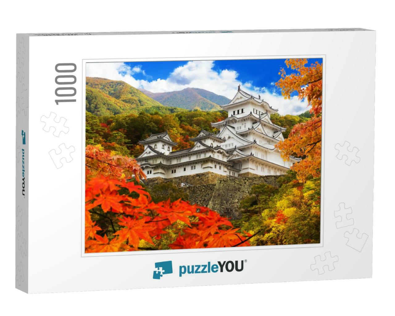 Himeji Castle & Autumn Leaves, One of Japan's Premier His... Jigsaw Puzzle with 1000 pieces