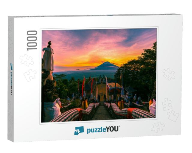 Temple of Lempuyang Luhur with View to the Agung Volcano... Jigsaw Puzzle with 1000 pieces