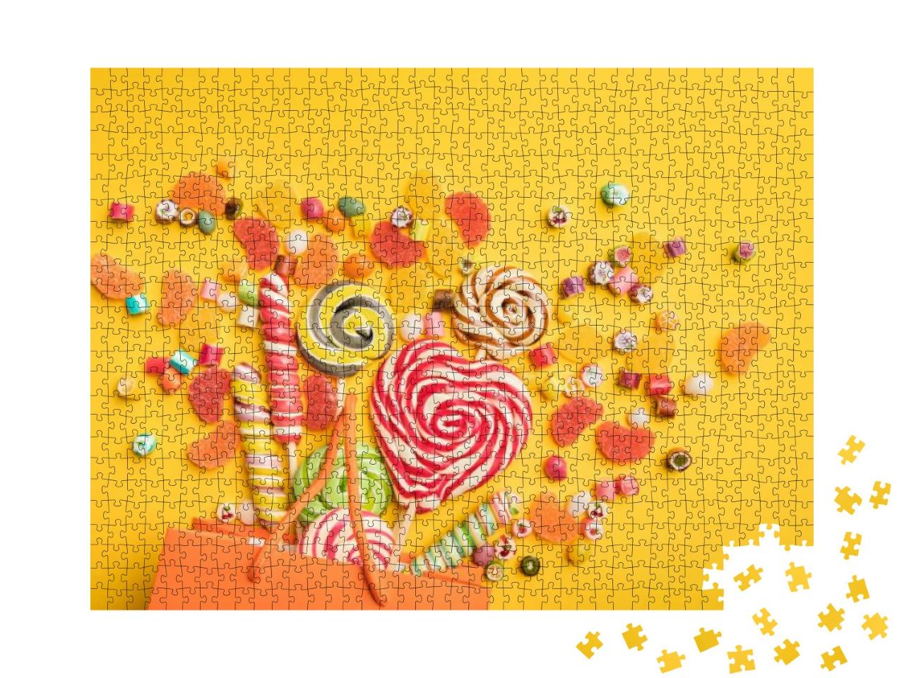 Top View of Delicious Multicolored Candies Scattered from... Jigsaw Puzzle with 1000 pieces