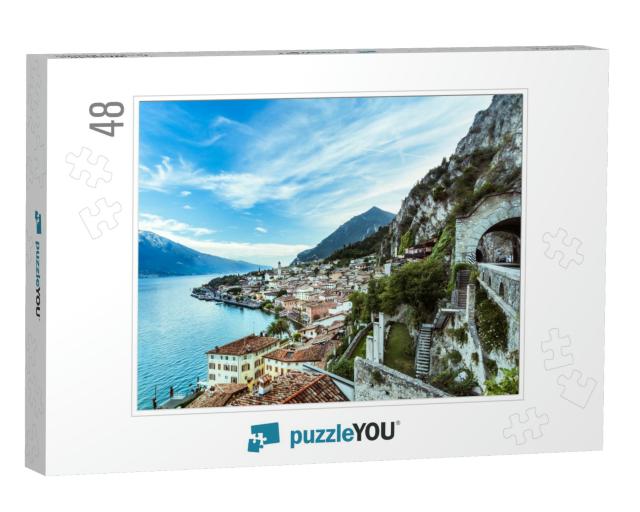 Wonderful Panorama of Limone Sul Garda. Lake Garda Italy... Jigsaw Puzzle with 48 pieces