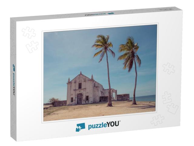 An Old Weathered White Washed Church on the Beach of the... Jigsaw Puzzle