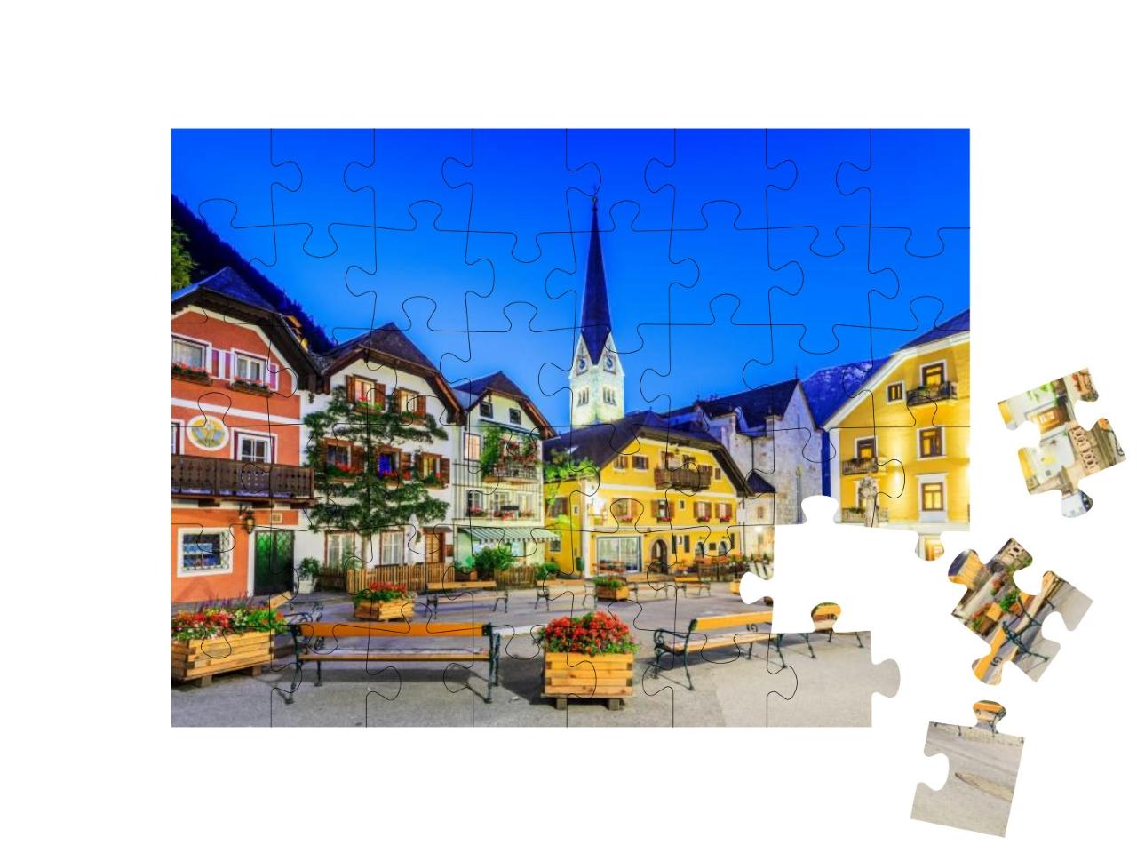 Hallstatt, Austria. Mountain Village in the Austrian Alps... Jigsaw Puzzle with 48 pieces