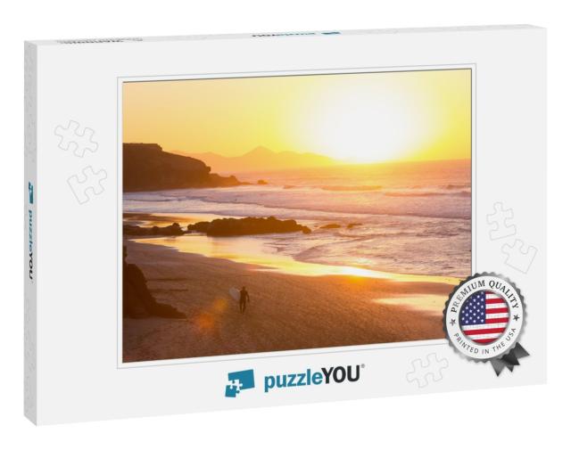 La Pared Surfers Beach in Sunset, Fuerteventura, Canary I... Jigsaw Puzzle