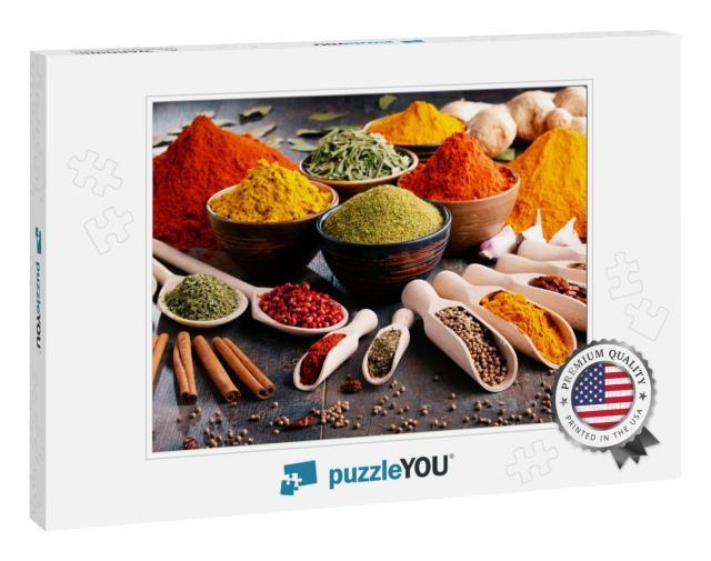 Variety of Spices & Herbs on Kitchen Table... Jigsaw Puzzle