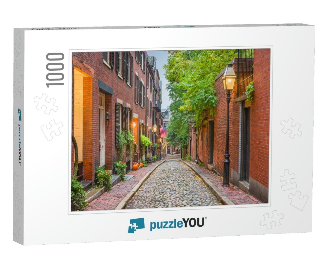 Acorn Street in Boston, Massachusetts, Usa... Jigsaw Puzzle with 1000 pieces