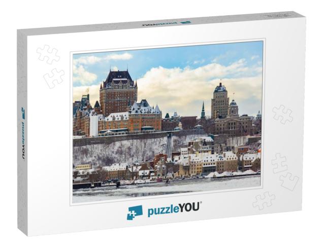 Fairmont Le Chateau Frontenac Winter Landscape View... Jigsaw Puzzle