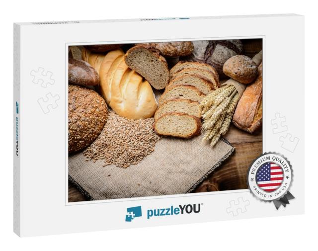 Fresh Bread & Wheat on the Wooden... Jigsaw Puzzle