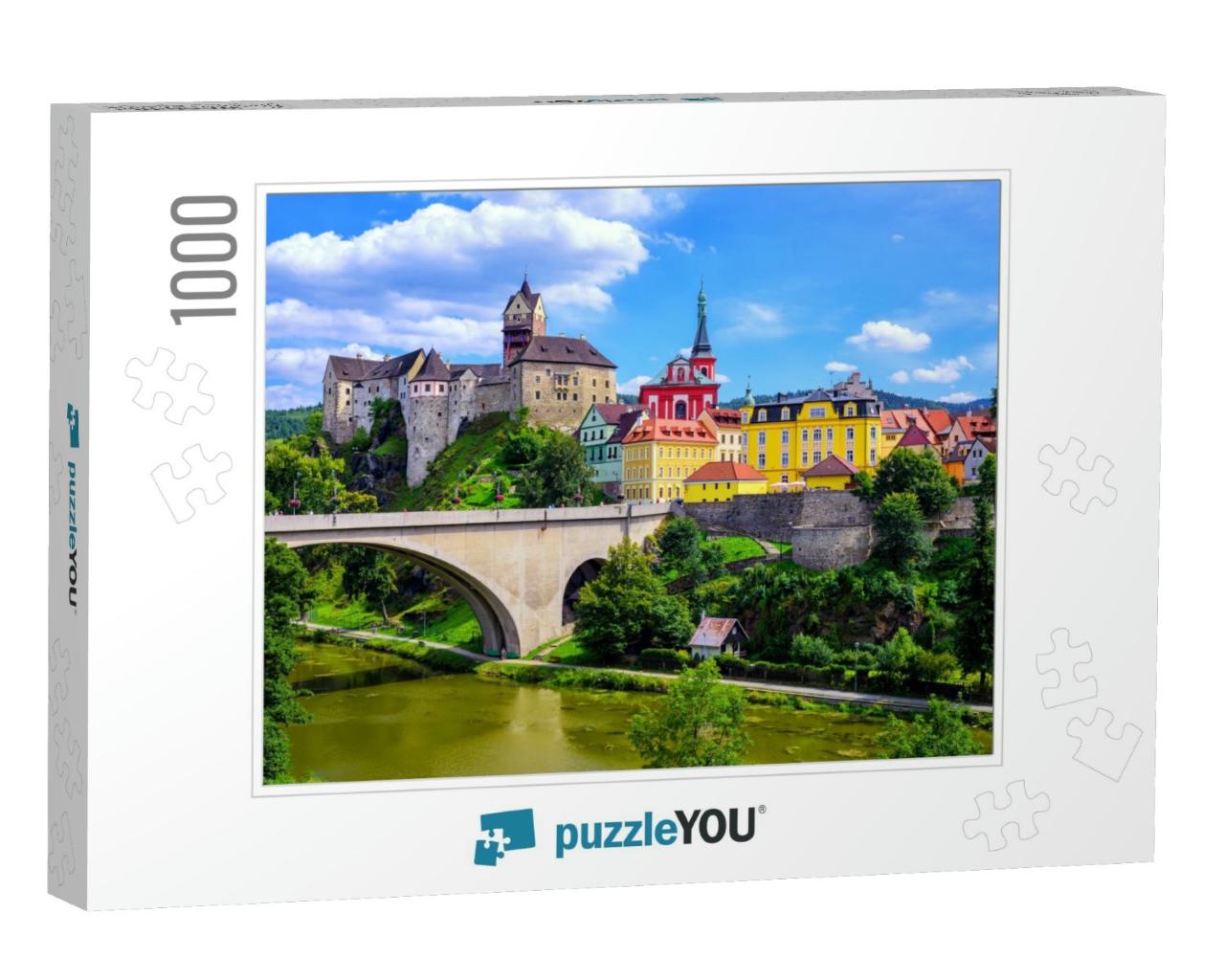 Colorful Town & Castle Loket Over Eger River in the Near... Jigsaw Puzzle with 1000 pieces