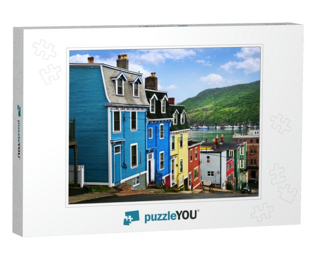 Street with Colorful Houses Near Ocean in St. Johns, Newf... Jigsaw Puzzle