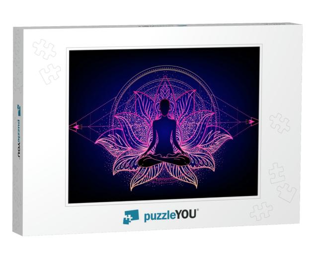 Chakra Concept. Inner Love, Light & Peace. Buddha Silhoue... Jigsaw Puzzle