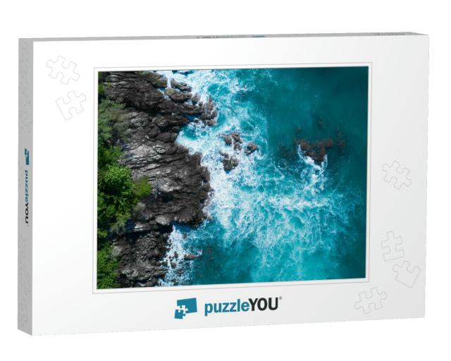 Aerial Drone Top View of Oceans Beautiful Waves Crashing... Jigsaw Puzzle