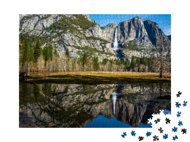 Reflection of Yosemite Fall in Yosemite Valley, Californi... Jigsaw Puzzle with 1000 pieces