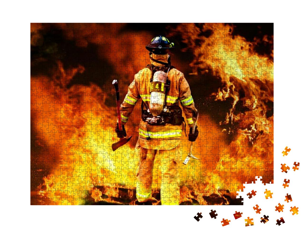 In to the Fire, a Firefighter Searches for Possible Survi... Jigsaw Puzzle with 1000 pieces