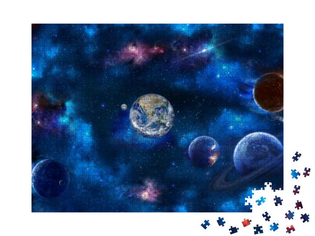 Space Scene with Planets, Stars & Galaxies. Height Resolu... Jigsaw Puzzle with 1000 pieces