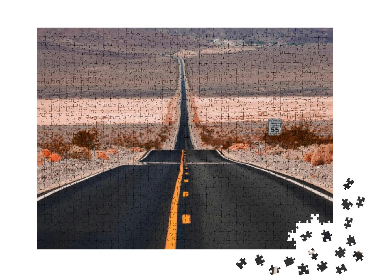 Empty Road in Death Valley National Park California... Jigsaw Puzzle with 1000 pieces