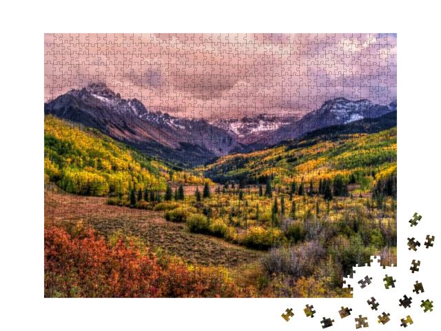 A Colorful Valley with the East Fork of Dallas Creek & Wi... Jigsaw Puzzle with 1000 pieces