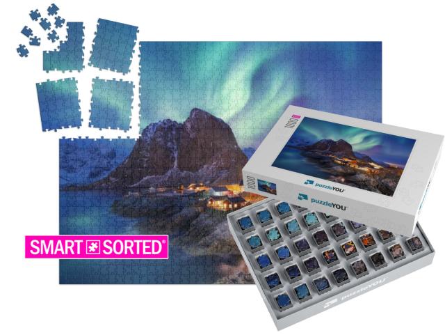 Aurora Borealis on the Lofoten Islands, Norway. Green Nor... | SMART SORTED® | Jigsaw Puzzle with 1000 pieces