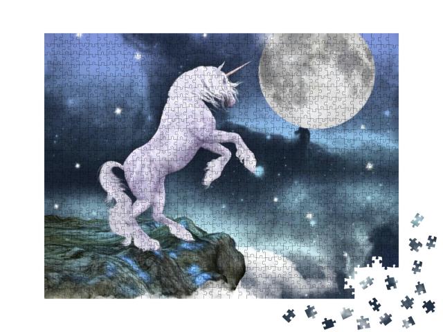 Unicorn Over a Rock... Jigsaw Puzzle with 1000 pieces