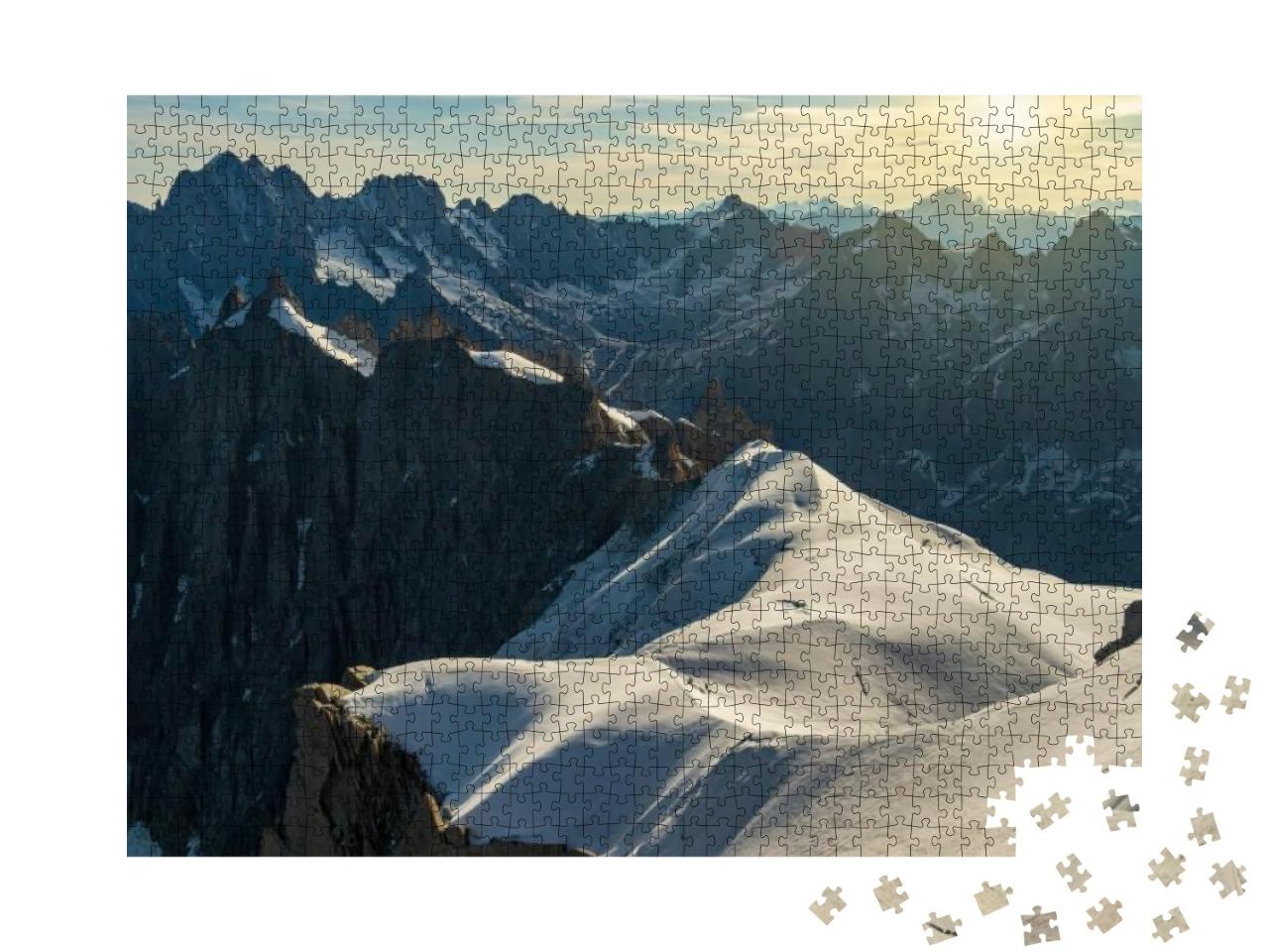 Mont Blanc Massif, Mountain Range in the Alps on the Bord... Jigsaw Puzzle with 1000 pieces