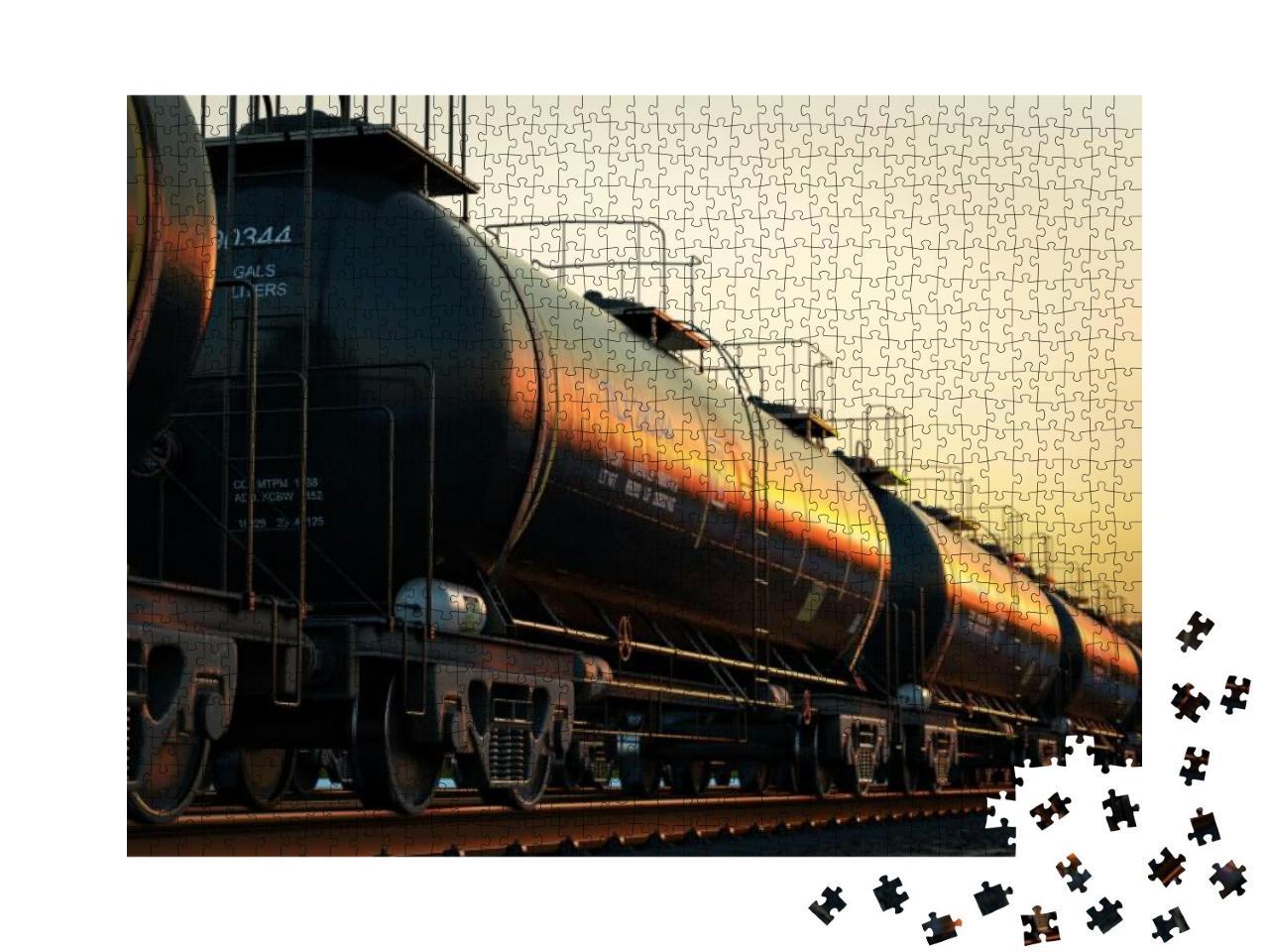 Transportation Tank Cars with Oil During Sunset... Jigsaw Puzzle with 1000 pieces