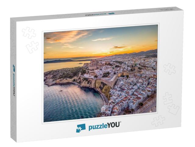 Aerial View of Stunning Sunset Over Ibiza Evissa During a... Jigsaw Puzzle