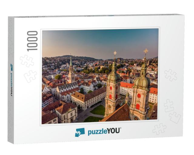 Beautiful Aerial View of St. Gallen Cityscape Skyline, Ab... Jigsaw Puzzle with 1000 pieces