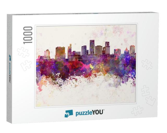 St. Paul Skyline in Watercolor Background... Jigsaw Puzzle with 1000 pieces
