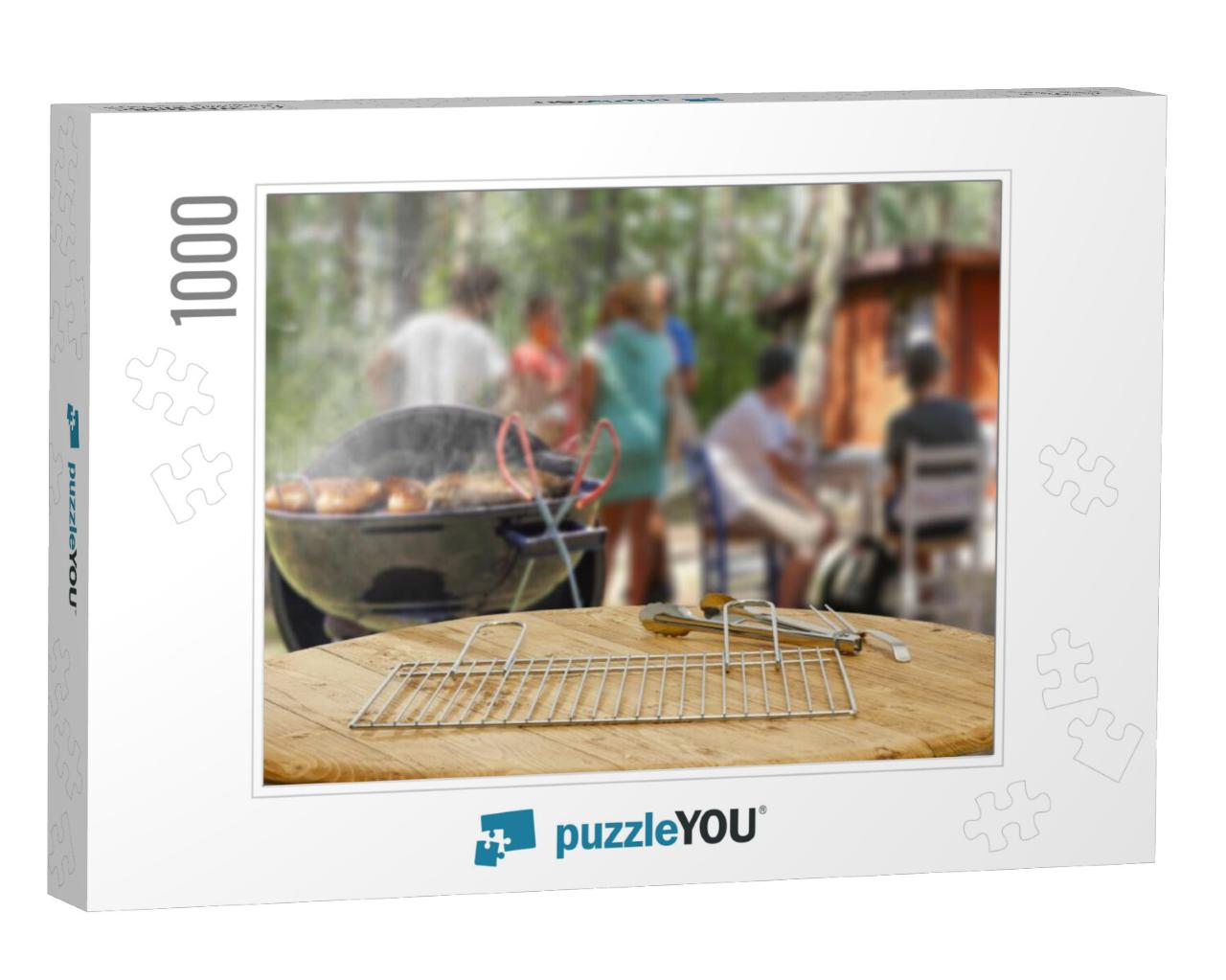 Table background of free space and grill time Jigsaw Puzzle with 1000 pieces