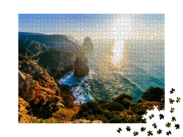 Sunset Over Atlantic Ocean. Amazing Colorful Landscape of... Jigsaw Puzzle with 1000 pieces