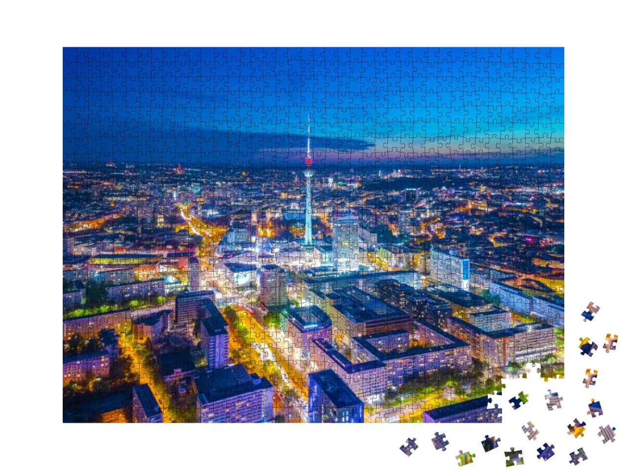Berlin Skyline City Panorama with Blue Sky Sunset & Traff... Jigsaw Puzzle with 1000 pieces