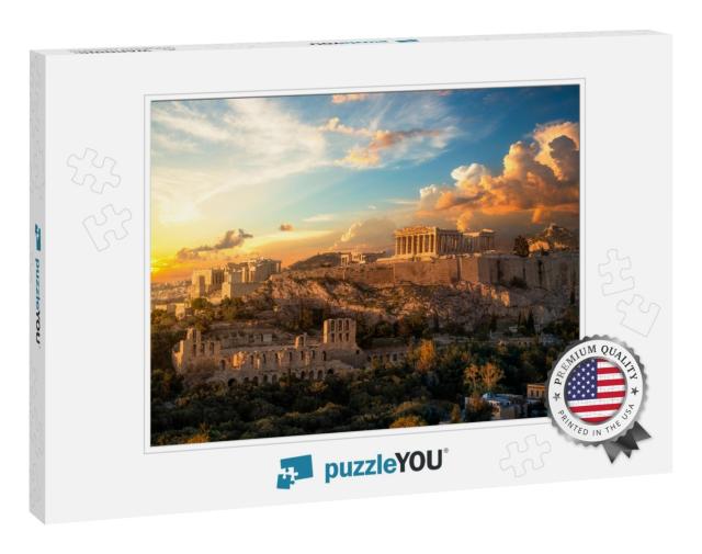 Acropolis of Athens At Sunset with a Beautiful Dramatic S... Jigsaw Puzzle