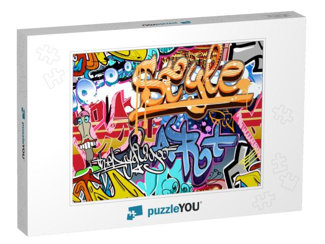 Graffiti Wall. Urban Art Background. Seamless Hip Hop Tex... Jigsaw Puzzle