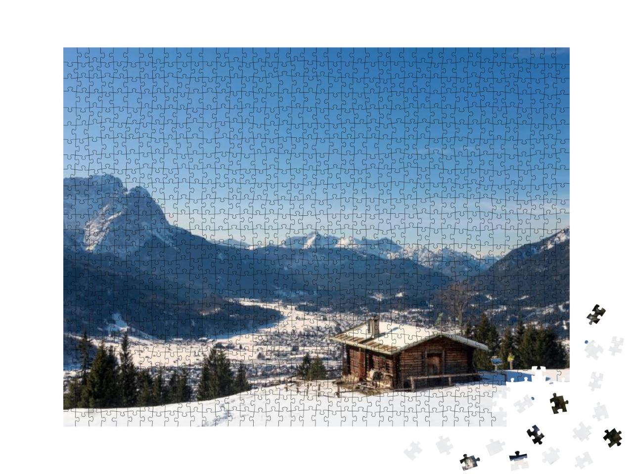 Alpine Hut with Mount Zugspitze & Garmisch-Partenkirchen... Jigsaw Puzzle with 1000 pieces