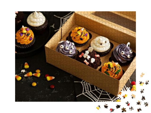 Set of Festive Halloween Cupcakes & Treats Decorated with... Jigsaw Puzzle with 1000 pieces