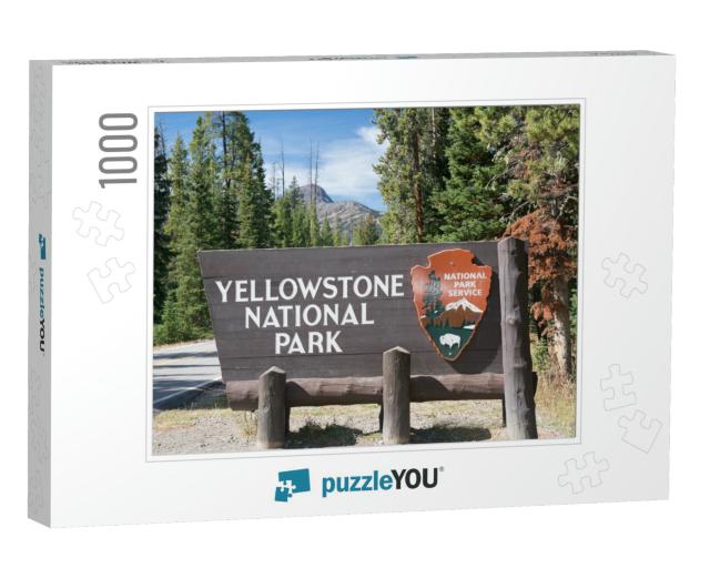 Yellowstone National Park Northeast Entrance Sign At Mont... Jigsaw Puzzle with 1000 pieces
