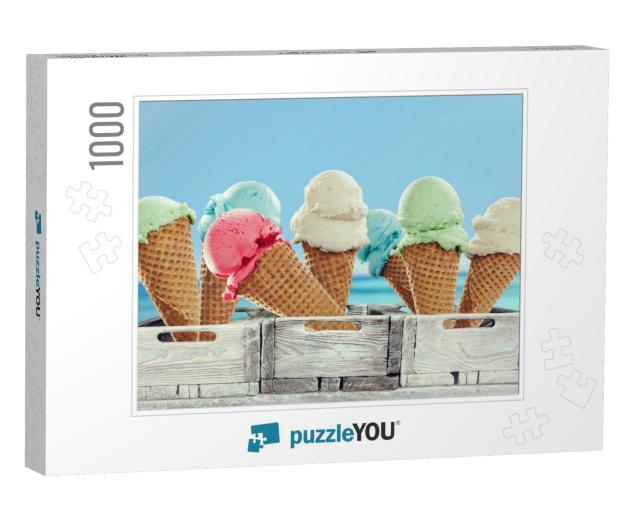 Ice Cream on Beach & Summer Time... Jigsaw Puzzle with 1000 pieces