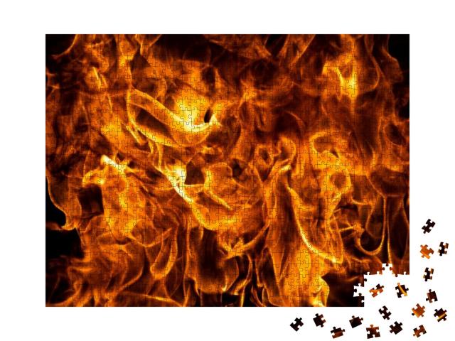 Fire Flames Isolated on Black Background. Fire Burn Flame... Jigsaw Puzzle with 1000 pieces