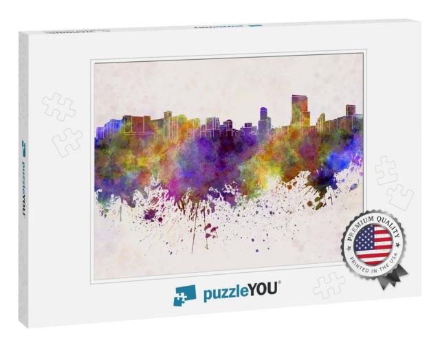 Orlando Skyline in Watercolor Background... Jigsaw Puzzle