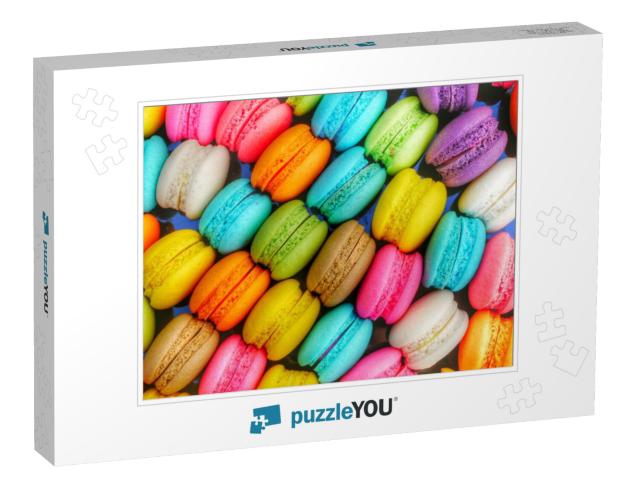 Close Up Colorful Macarons Dessert with Vintage Pastel To... Jigsaw Puzzle