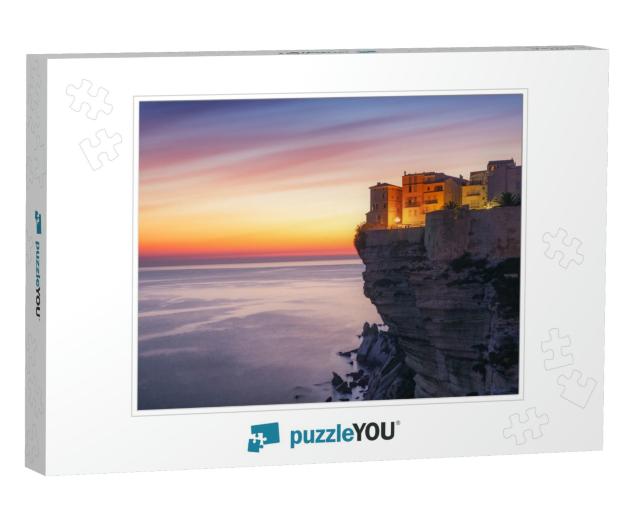 Sunset Over the Town of Bonifacio, Corsica Island, France... Jigsaw Puzzle